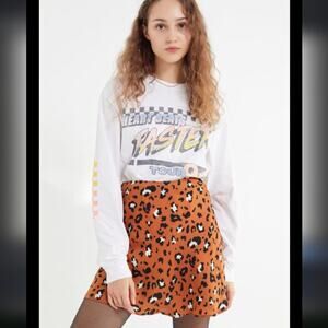 Urban outfitters leopard print swingy satin skirt
